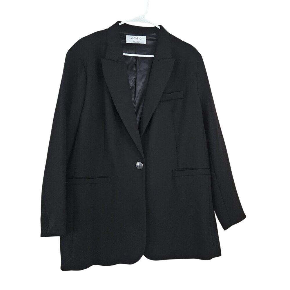 Violeta by MNG Black Blazer 1 Button Size XXL EUC Career Academia